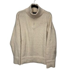 Lillusory Cream Quarter Zip Pullover Sweater Womens Small Oversized Cozy